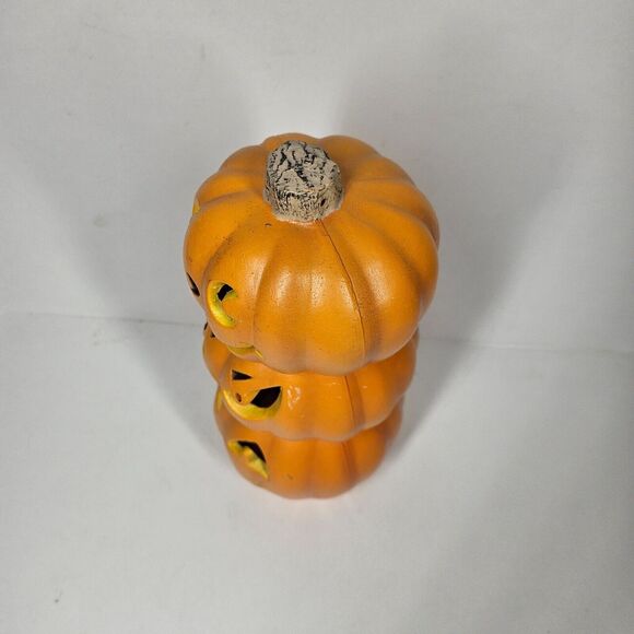 3 Stacked Foam Pumpkins Halloween Jack O Lanterns 1998 Vintage NON WORKING - Picture 7 of 16